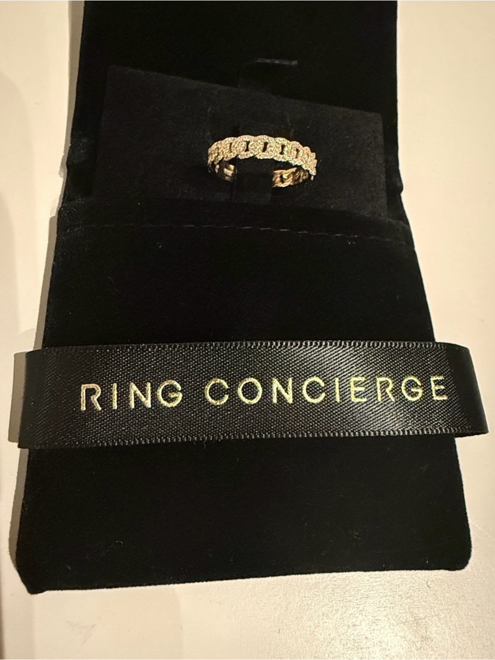 RING CONCIERGE | 14k Solid Gold Pavé Diamond Chain Ring | Size 7